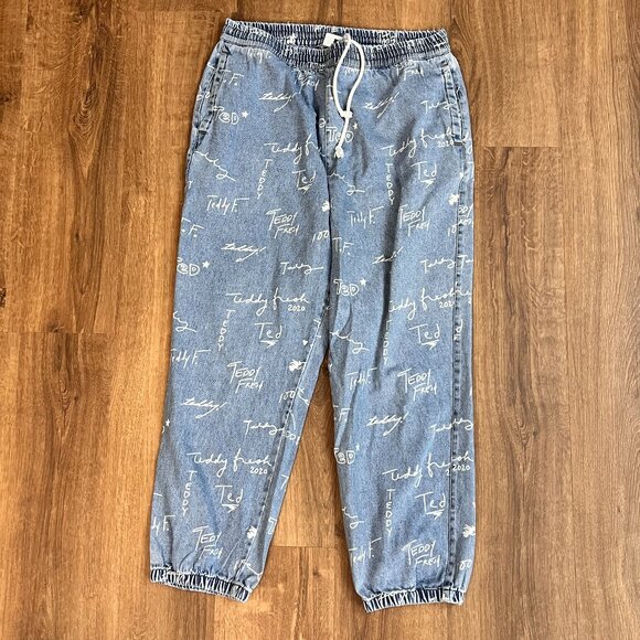 Teddy Fresh Denim Light Wash Jogger Jeans Sz L - Picture 2 of 12